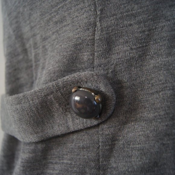 J Crew Wool Jersey Knit Dress Size XS Button Detail Stephanie Sleeveless Gray - Picture 4 of 6